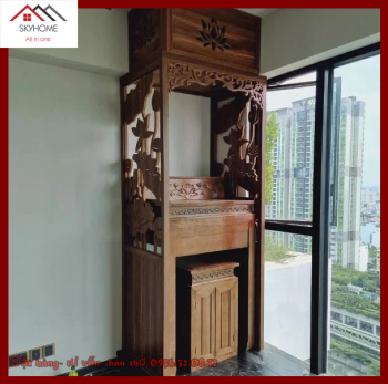 Bàn thờ hai tầng gỗ hương đá